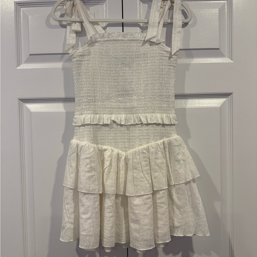 Katie J NYC White Tiered Kids Dress